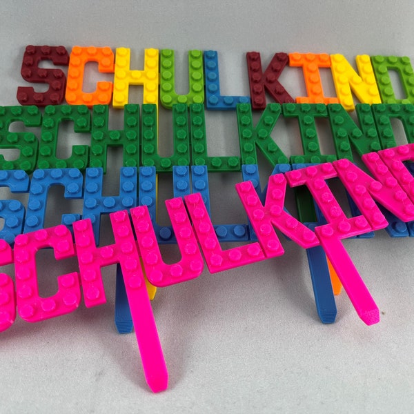 Cake decoration - topper - SCHULKIND - enrollment - school start - building block (various colours) - 3D printing