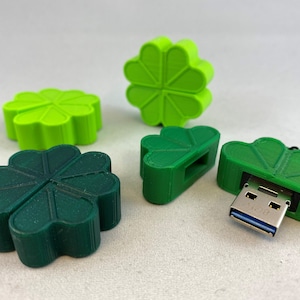 Chiavetta USB - Quadrifoglio, Trifoglio della Fortuna, Buona Fortuna - 4 GB / 8 GB / 16 GB / 32 GB / 64 GB - Stampa 3D
