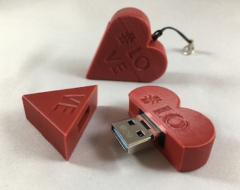 USB stick - Heart, Love, Love - 4GB / 8GB / 16GB / 32GB / 64GB - 3D printing