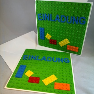 Invito - con biglietto pieghevole e busta - compleanno - Lego - mattoncino - stampa 3D