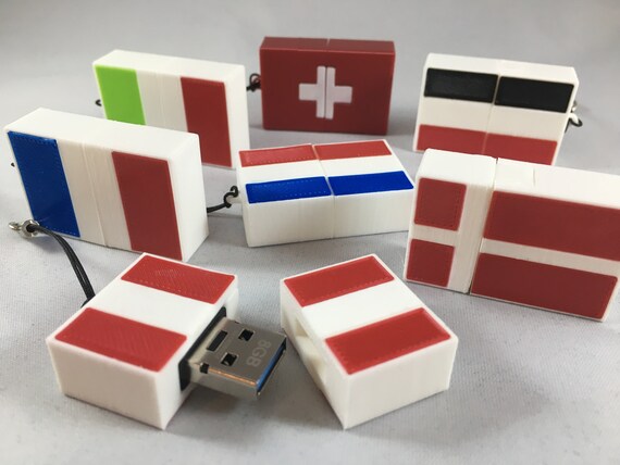 USB Flash Drive - Flag (country Selectable) - 4GB / 8GB / 16GB / 32GB - 3D Printed