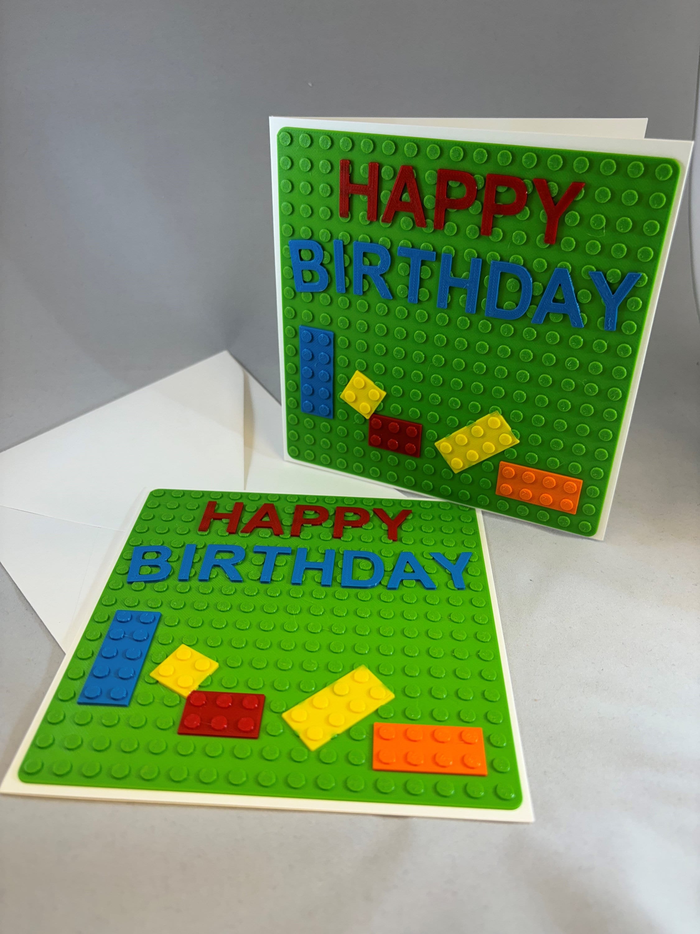 Happy Birthday Birthday Card - including folding card and envelope - Birthday - Lego - Building Block - 3D Print