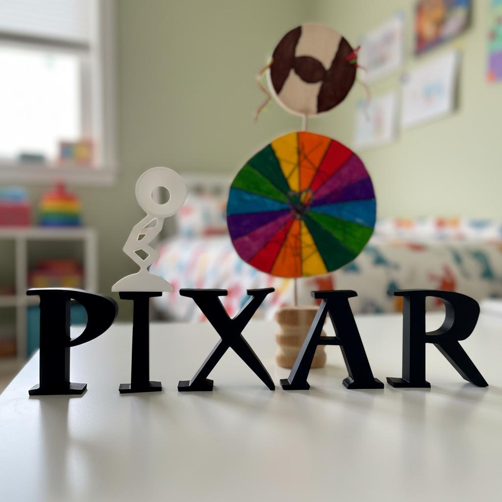 PIXAR Logo Set With Lamp - Toy - Children's Room Decoration - 3D