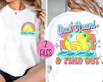 2 Files, Duck Around PNG | Cute Png | Sublimation | Summer png | Trendy sublimation | Shirt Designs | Sublimation PNG, pocket png, funny png