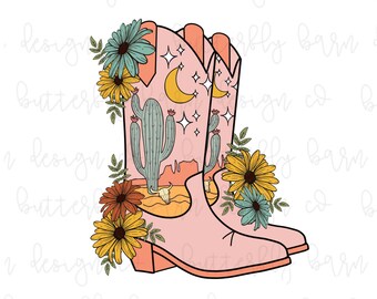 PNG occidentale / Download design digitale / Wildflower Png / Sublimazione / PNG carino / png retrò / Disegni di magliette / png del deserto / PNG di stivali