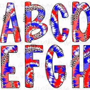 Doodle Letters PNG | Alphabet Letters | sublimation png | Patriotic Leopard png | Shirt Designs | 4th of July Letters, Doodle Alphabet