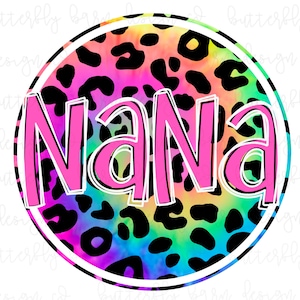 Leopard Nana TieDye PNG | Instant Download | Sublimation | Waterslide | Shirt Design | PNG | Leopard | summer designs | Cute | Neon