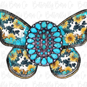 Western Butterfly PNG | turquoise | Sublimation | Cute | Waterslide | Shirt Designs |Sublimation PNG | Graphic |