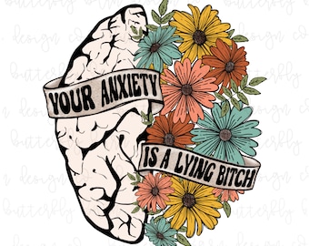 Anxiety PNG | Digital Design Download | Mental Health Png | Sublimation | Cute png | retro png | Shirt Designs |Sublimation PNG | Graphic |