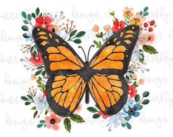 Floral Butterfly PNG | Instant Download | Sublimation | Waterslide | Shirt Design | PNG | Butterfly png | summer designs | Cute | Boho png