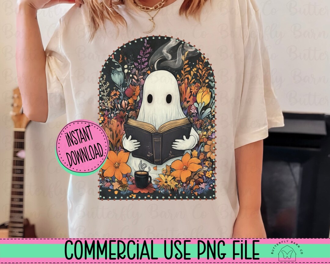 Ghost Reading Png, Halloween Png | Fall Png, Cute Png | Sublimation ...