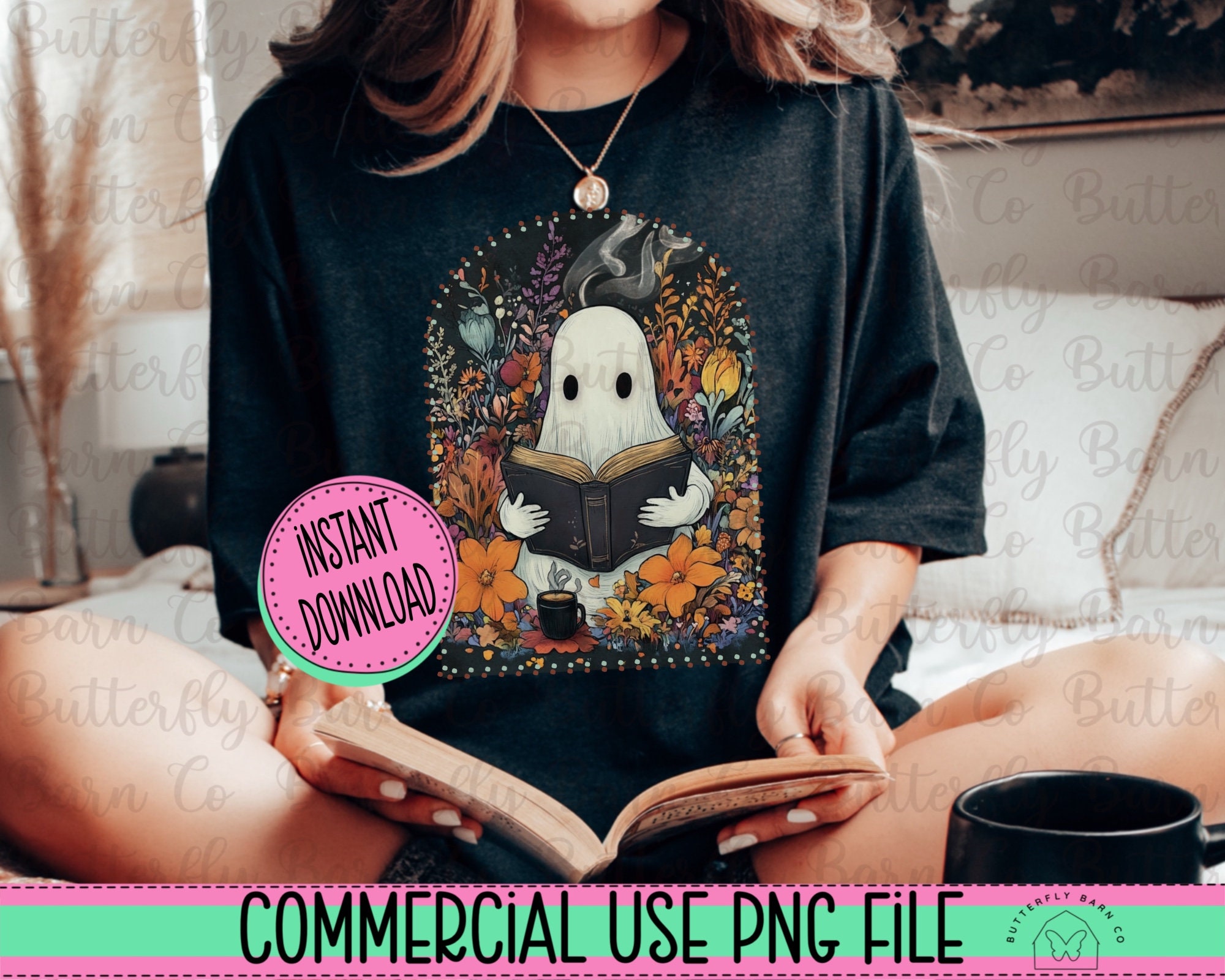 Ghost Reading Png, Halloween Png | Fall Png, Cute Png | Sublimation ...