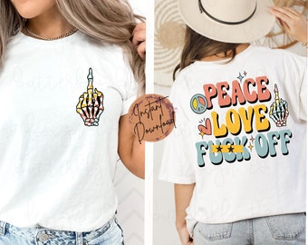 2 Files | Peace Love PNG | pocket png | Happy Png | Sublimation | Cute png | retro png | Shirt Designs |Sublimation PNG | Funny png