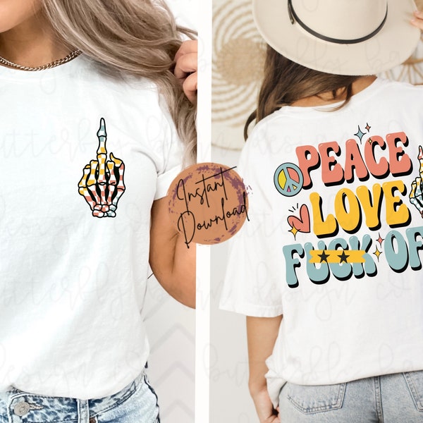 2 Files | Peace Love PNG | pocket png | Happy Png | Sublimation | Cute png | retro png | Shirt Designs |Sublimation PNG | Funny png