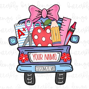 Custom Teacher PNG | School Truck png | Instant Download | Sublimation | School png | Shirt Design | PNG | School PNG | Cute png | Neon