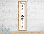 Happy halloween SVG download. Halloween tall porch sign design svg. Halloween svg files. Halloween clipart design. Halloween skull svg.