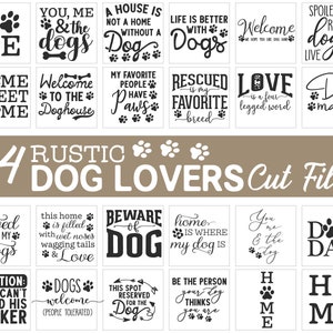 Amateurs de chiens rustiques SVG Bundle.  Farmhouse cite svg bundle.  Chien de compagnie cite svg bundle.  Doggy signe svg bundle.  Décoration intérieure svg designs.