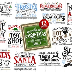 Farmhouse Christmas SVG Bundle, Vol 2.  Rustic Christmas svg cut files.  Rustic holiday svg designs.  Farmhouse Christmas svgs.  SVG Bundle.