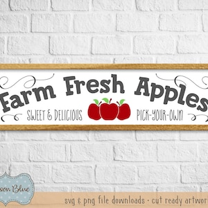 Bauernhof Frische Äpfel SVG download. Herbst Schild svg. Apfelgarten svg. Rustikaler Herbst svg Datei. Thanksgiving Bauernmarkt svg.