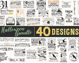 Halloween SVG bundle.  Rustic halloween designs.  40 design bundle, farmhouse halloween downloads.  Halloween sign designs.