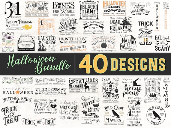 Halloween SVG bundle.  Rustic halloween designs.  40 design bundle, farmhouse halloween downloads.  Halloween sign designs.