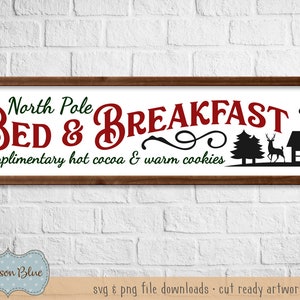 Noordpool bed en breakfast SVG. Kerst SVG gesneden bestand. Vakantie SVG-ontwerp. Boerderij kerst clipart. Rustieke kerst SVG.