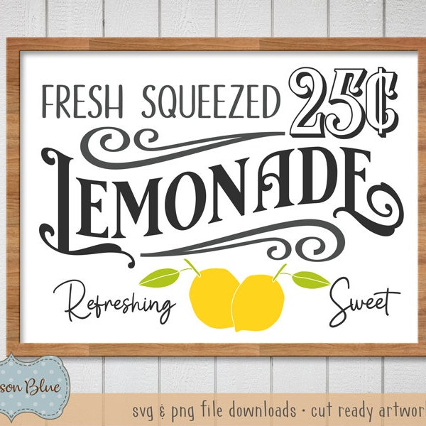 Fresh Lemonade Sign svg.  Rustic Lemonade Design svg.  Farmhouse Lemonade Sign Design Download.  Fresh Squeezed Lemonade svg.