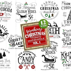 Pacote SVG de Natal da Fazenda svg. Arquivos de corte SVG de Natal rústico. Projetos SVG de férias rústicas. SVGS de Natal da fazenda. Pacote SVG.