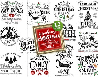 Farmhouse Christmas SVG Bundle svg.  Rustic Christmas svg cut files.  Rustic holiday svg designs.  Farmhouse Christmas svgs.  SVG Bundle.