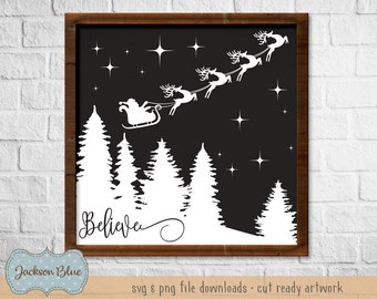 Believe in the Magic Christmas svg.  Christmas svg cut file.  Rustic holiday sign design.  Christmas clipart.  Farmhouse  christmas svg.