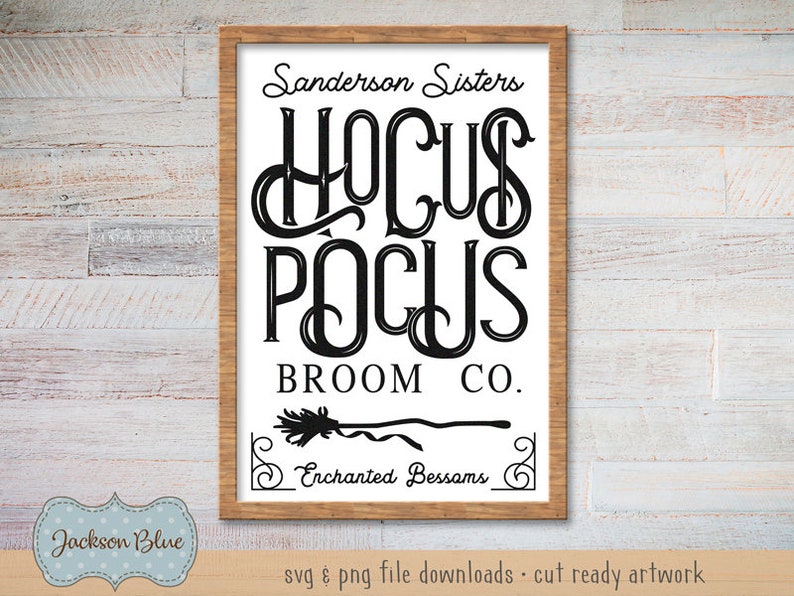 Hocus Pocus Broom Company SVG Download. Halloween Sign Design Etsy