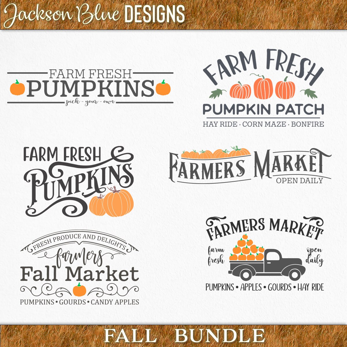 Fall SVG Bundle. Rustic Fall Designs. 45 Design Bundle | Etsy