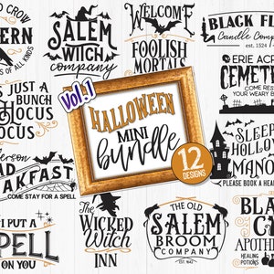 Halloween SVG mini bundle, volume 1.  Rustic halloween designs.  12 design bundle, farmhouse halloween downloads.  Halloween sign designs.