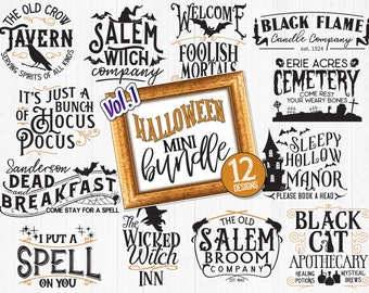 Halloween SVG mini bundle, volume 1.  Rustic halloween designs.  12 design bundle, farmhouse halloween downloads.  Halloween sign designs.