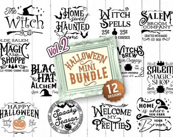 Halloween SVG mini bundle, volume 2.  Rustic halloween designs.  12 design bundle, farmhouse halloween downloads.  Halloween sign designs.