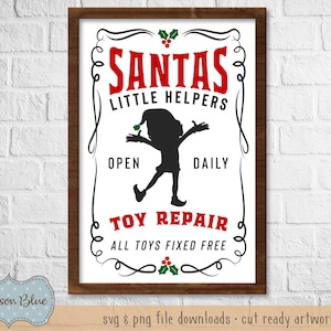 Santas toy repair shop svg.  Christmas svg cut file.  Rustic holiday svg design.  Farmhouse Christmas svg.  Rustic christmas svg.
