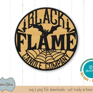 Halloween Glowforge SVG File.  Black Flame Candle Company Glowforge svg.  Halloween svg File.  Halloween Laster Cut File.  Black Flame svg.