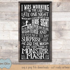 Monster Mash SVG download.  Halloween monster mash sign design svg.  Fun Halloween lyrics svg files.  Monster mash lyrics svg cut file.