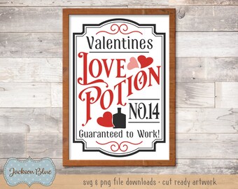 Valentines Love Potion SVG cut file.  Rustic Valentines Day SVG.  Farmhouse Valentines Download.  Vintage Love Potion Label SVG.