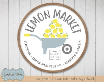 Lemon Market Sign Design svg.  Rustic Lemonade Design svg.  Farmhouse Lemonade Sign Design Download.  Fresh Squeezed Lemonade svg.