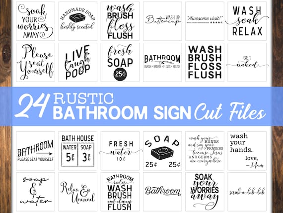 Rustic Bathroom SVG Bundle.  Bathroom quotes svg Bundle.  Farmhouse bath clipart.  Bathroom sign svg bundle.  Bathroom decor svg.