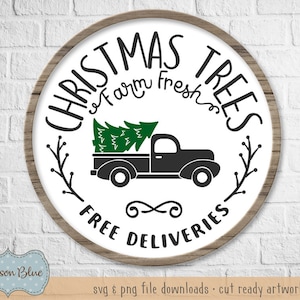 Farm fresh Christmas trees svg.  Christmas Truck svg cut file.  Rustic holiday svg design.  Farmhouse Christmas svg.  Rustic christmas svg.