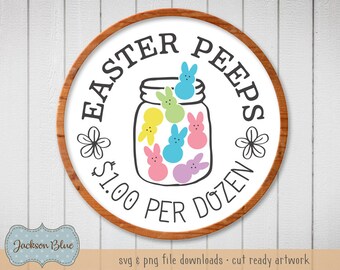 Pasqua fa capolino in vendita SVG. Design rustico del segno di Pasqua in formato svg. Fa capolino nel barattolo in formato SVG. Download in formato SVG di disegno del segno di Pasqua Peeps. Agriturismo Pasqua in formato svg.