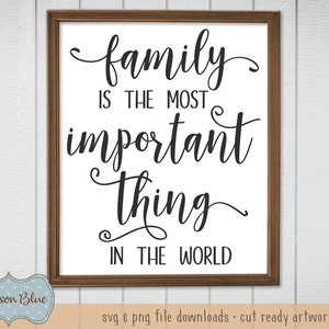 La famiglia è la cosa più importante del file di taglio svg al mondo.  Agriturismo Decor svg.  Design svg di Family Quote.  Rustico Cartello casale svg.