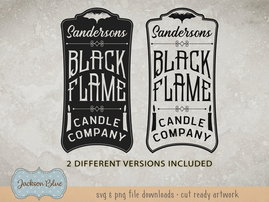 Black Flame Candle Company SVG Label Download Halloween Sign Etsy