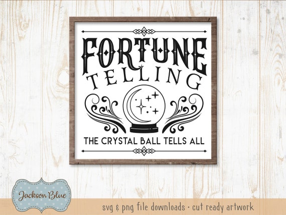 Fortune telling SVG download.  Halloween sign design svg.  Halloween svg files.  Fortune teller svg cut file.  Psychic svg download.