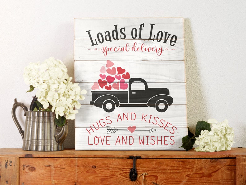 Download Valentine Loads of Love svg cut file. Valentine Truck ...