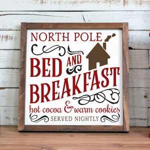 Noordpool bed en breakfast SVG. Kerst SVG gesneden bestand. Vakantie SVG-ontwerp. Boerderij kerst clipart. Rustieke kerst SVG.