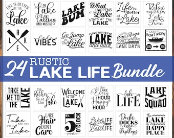 Rustic Lake Life Sign SVG Bundle.  Lake quotes svg Bundle.  At the Lake quote svg bundle.  Lake decor designs.  Lake home decor svg designs.