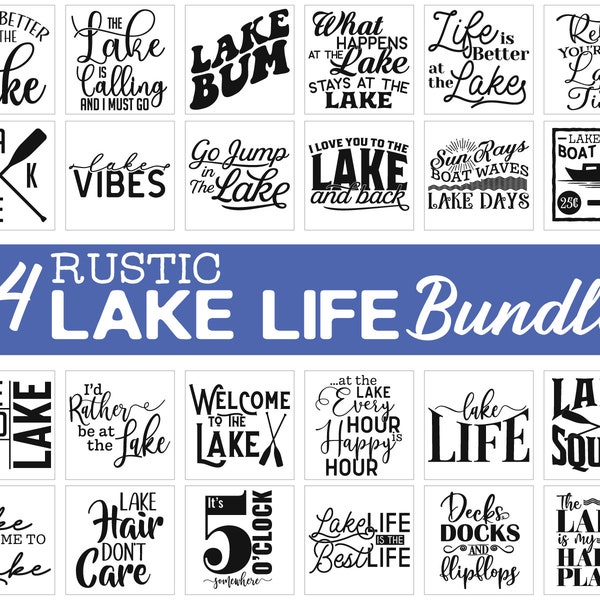 Rustic Lake Life Sign SVG Bundle.  Lake quotes svg Bundle.  At the Lake quote svg bundle.  Lake decor designs.  Lake home decor svg designs.